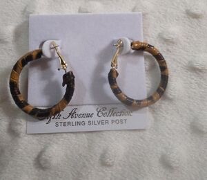 Brown and Gold Hoop Earrings